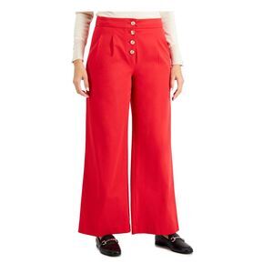CHARTER CLUB Womens Red Stretch Button Fly Wear To Work Wide Leg Pants 12